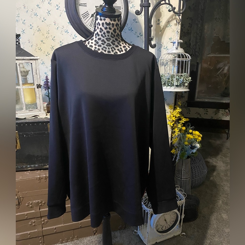 Xersion Women’s Plus Black Boxy Sweatshirt 3x From Khols